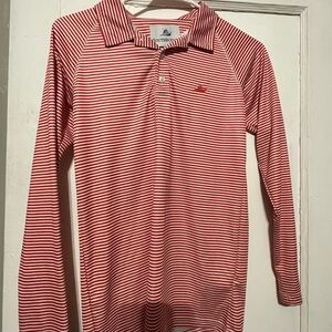 Southern Tide Red and White Striped Polo